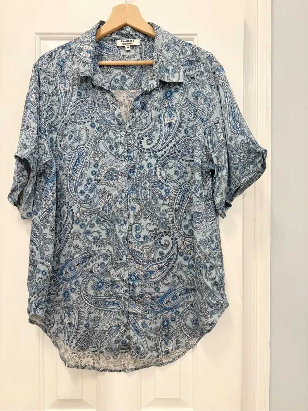 Frankie’s Bikini Fifi Set Top & Short Size S Silk Blue Paisley 2 pieces